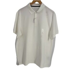 Club Room‎ Mens Performance Polo Shirt Large White Preppy Classic Golf Casual